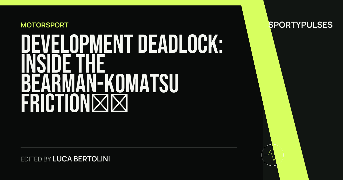 SportyPulses story card for Development Deadlock: Inside the Bearman-Komatsu Friction Threatening Haas's F1 Campaign