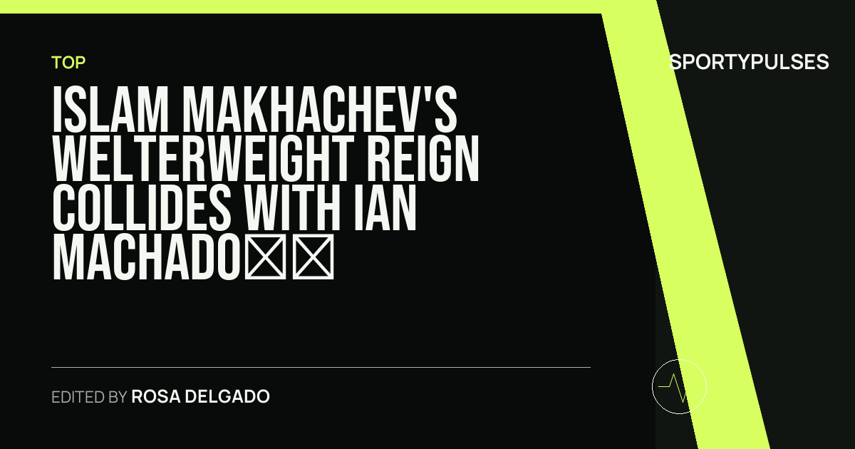 SportyPulses story card for Islam Makhachev's Welterweight Reign Collides with Ian Machado Garry at UFC 330