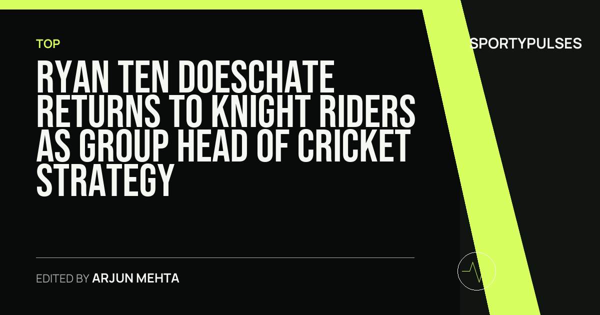 Image accompanying coverage of Ryan ten Doeschate Returns to Knight Riders as Group Head of Cricket Strategy